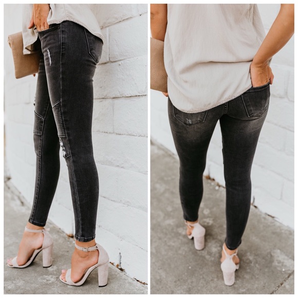 NEW‼️Dark grey MOTO panel frayed skinny - jeans - Picture 2 of 4